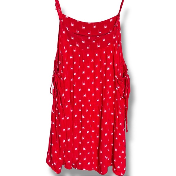 Universal Thread Red With White Pattern Sleeveless Adjustable Tiered Tank Top - Picture 16 of 16